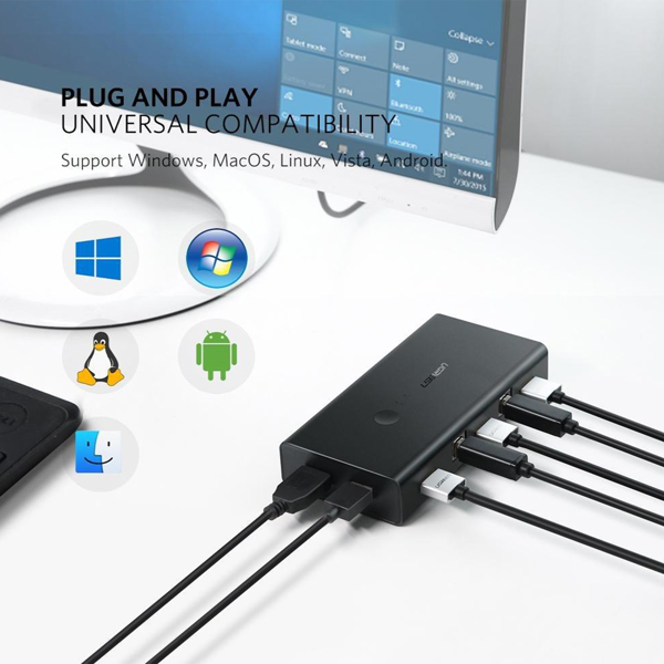 USB HUB UGREEN HDMI Switch Box CM200 2 in 1 Out KVM Switching 50744 - Image 3